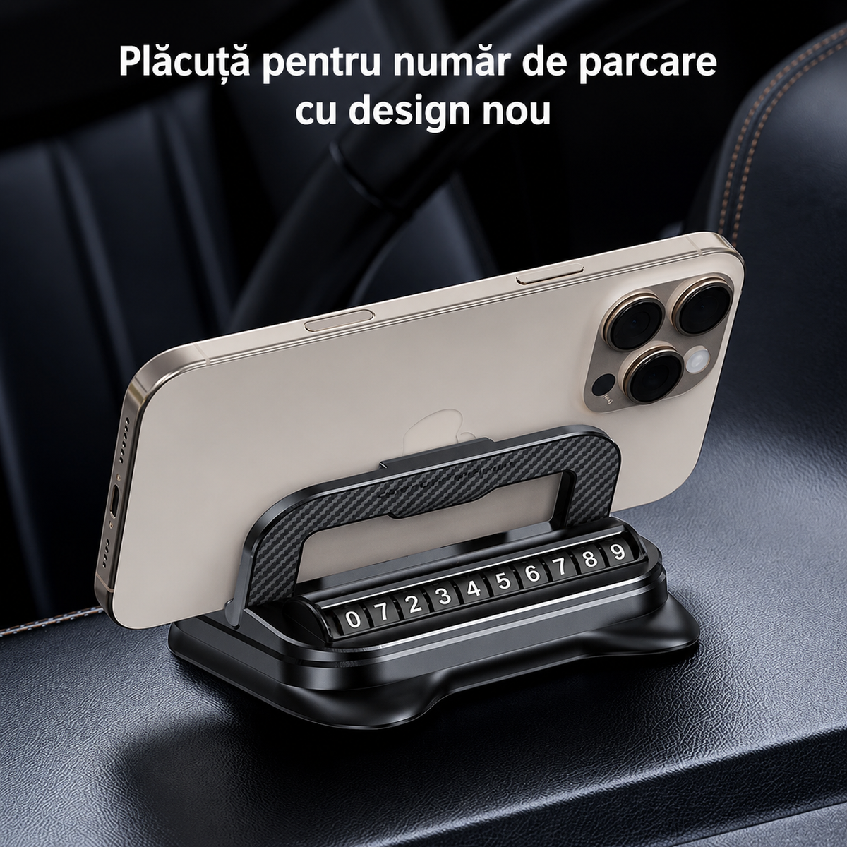 Suport Auto 360° 2-în-1 pentru Telefon și Număr de Contact