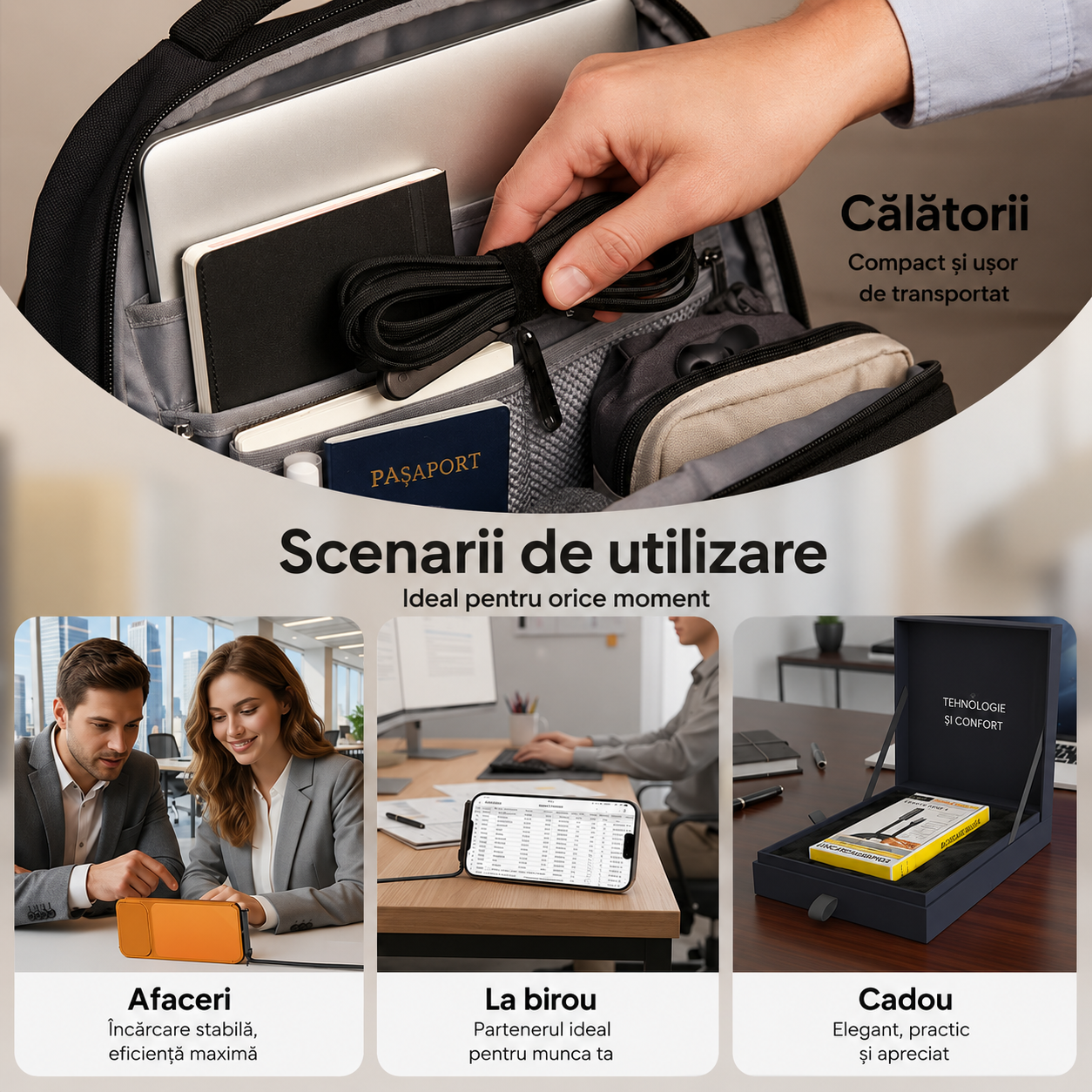Incarcator de telefon cu suport incorporat